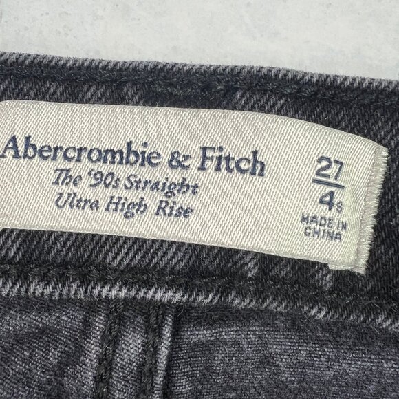 Abercrombie Fitch Jeans Womens 28x27* 90s Straight High Rise Black Denim Tag 27S - Picture 7 of 16
